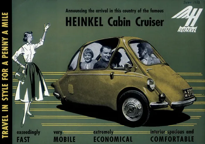 Framed Print : Poster advertising a Heinkel Cabin Cruiser, 1956 Framed Print : Poster advertising a Heinkel Cabin Cruiser, 1956