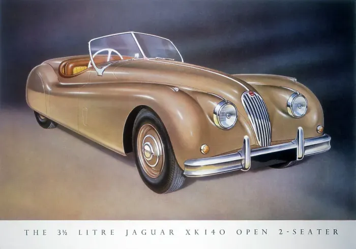 Framed Print : Poster advertising a Jaguar XK 140, 1954 Framed Print : Poster advertising a Jaguar XK 140, 1954