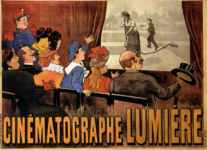 Framed Print : Poster advertising the Lumiere Brothers film L arrosseur arrosse Framed Print : Poster advertising the Lumiere Brothers film L arrosseur arrosse