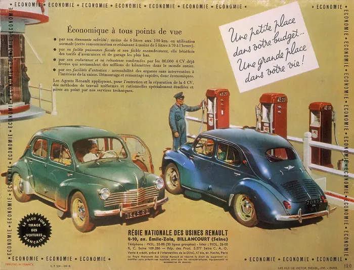 Framed Print : Poster advertising a Renault 4CV, 1949 Framed Print : Poster advertising a Renault 4CV, 1949