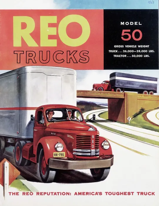 Framed Print : Poster advertising REO trucks, 1958 Framed Print : Poster advertising REO trucks, 1958