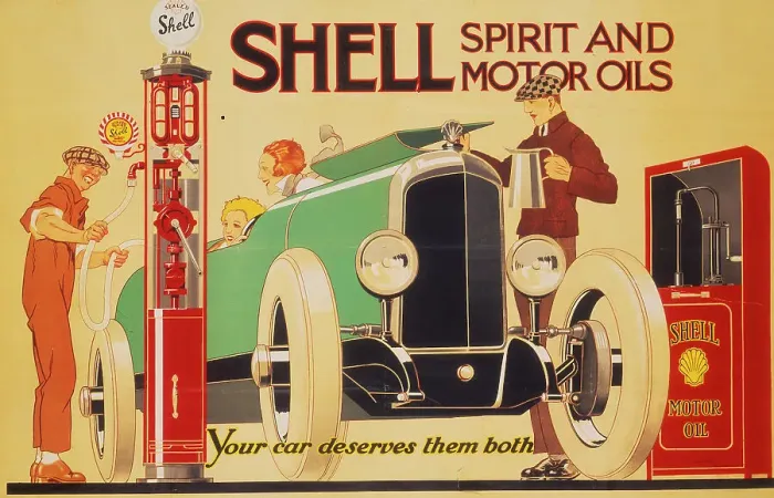 Framed Print : Poster advertising Shell spirit and motor oils. Artist: Rene Vincent Framed Print : Poster advertising Shell spirit and motor oils. Artist: Rene Vincent