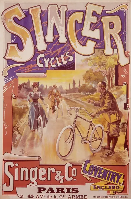 Framed Print : Poster advertising Singer bicycles, late 19th-early 20th century Framed Print : Poster advertising Singer bicycles, late 19th-early 20th century