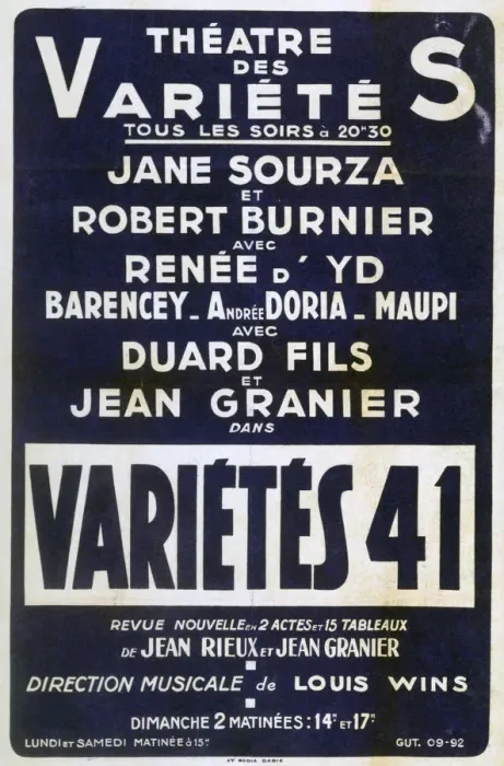 Framed Print : Poster advertising Varietes 41 variety show, France, 1941 Framed Print : Poster advertising Varietes 41 variety show, France, 1941