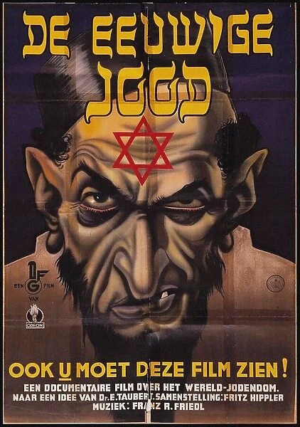 Poster for the antisemitic film The Eternal Jew, 1940. Creator: Anonymous