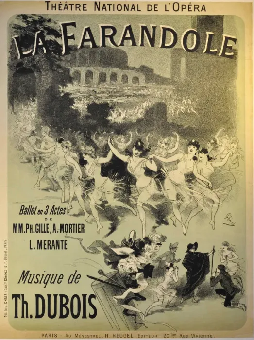 Framed Print : Poster for the ballet La Farandole by Theodore Dubois, 1883 Framed Print : Poster for the ballet La Farandole by Theodore Dubois, 1883