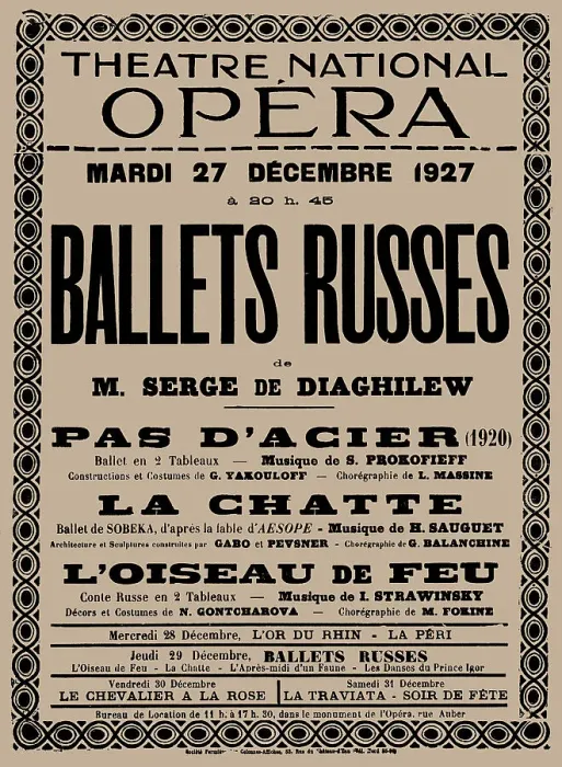 Framed Print : Poster for Ballets Russes, Théâtre National Opéra, 1927. Creator: Historic Object
