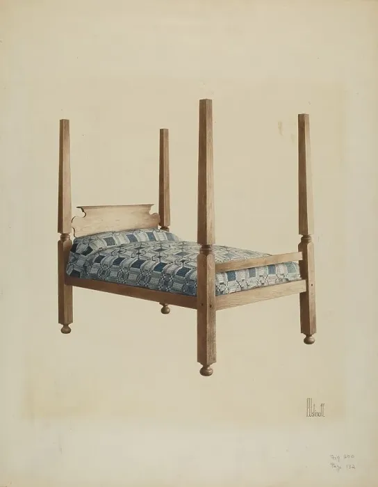 Framed Print : Four Poster Bed, c. 1940. Creator: Peter C. Ustinoff Framed Print : Four Poster Bed, c. 1940. Creator: Peter C. Ustinoff