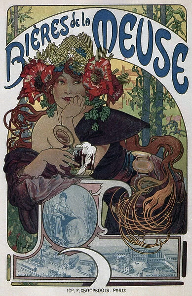 Poster for the Bieres de la Meuse, 1897. Artist: Mucha, Alfons Marie (1860-1939)