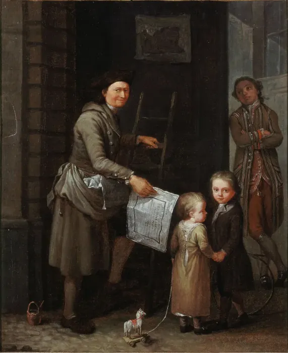 Framed Print : Bill Poster, ca 1735-1739. Creator: Jeaurat, Etienne (1699-1789) Framed Print : Bill Poster, ca 1735-1739. Creator: Jeaurat, Etienne (1699-1789)