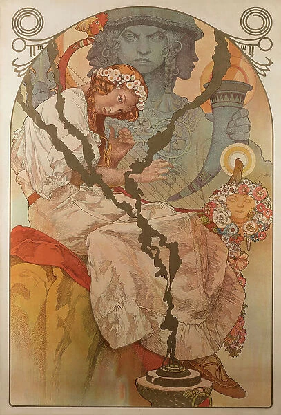 Poster for the exhibition The Slav Epic (Slovanská epopej), 1928. Creator: Mucha, Alfons Marie (1860-1939)