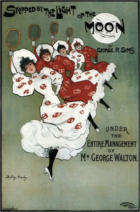 Framed Print : Poster for the George Sims comedy Skipped by the Light of the Moon, 1896. Artist: Hardy, Dudley (1866-1922) Framed Print : Poster for the George Sims comedy Skipped by the Light of the Moon, 1896. Artist: Hardy, Dudley (1866-1922)