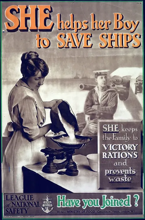Framed Print : Poster, She helps her Boy to Save Ships, 1918. Creator: Clarke & Sherwell Framed Print : Poster, She helps her Boy to Save Ships, 1918. Creator: Clarke & Sherwell