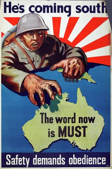 Framed Print : Poster, He's Coming South, 1942. Creator: Department of Information