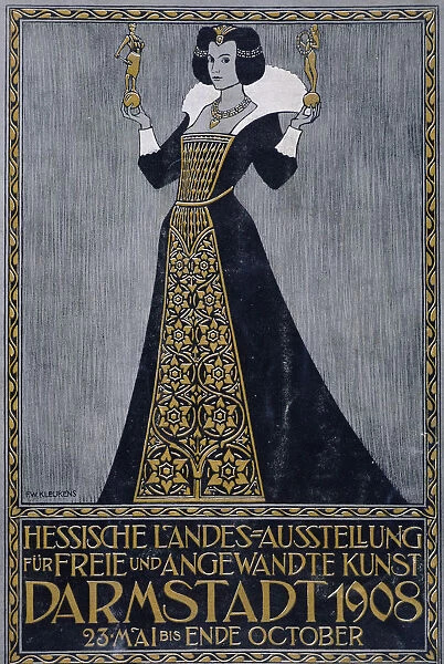 Poster of the Hessen State Exhibition of Free and practical Art, held in Darmstadt 1908