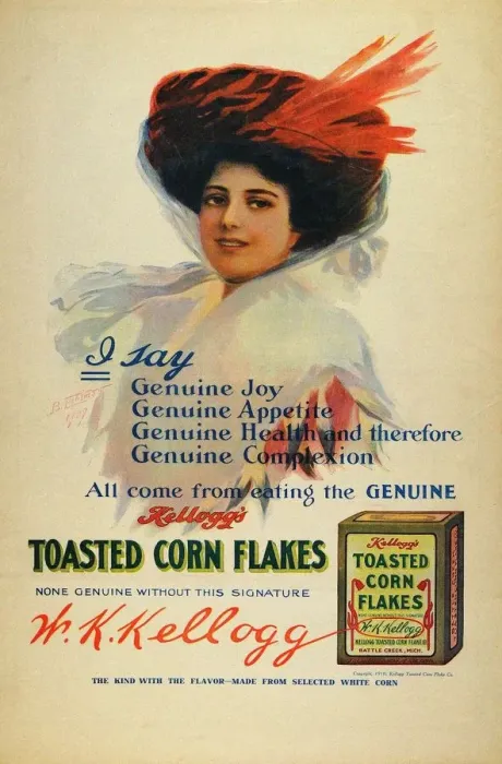 Framed Print : Poster for Kelloggs Cornflakes, 1910. Artist: Tichtman, Benjamin (1874-?)