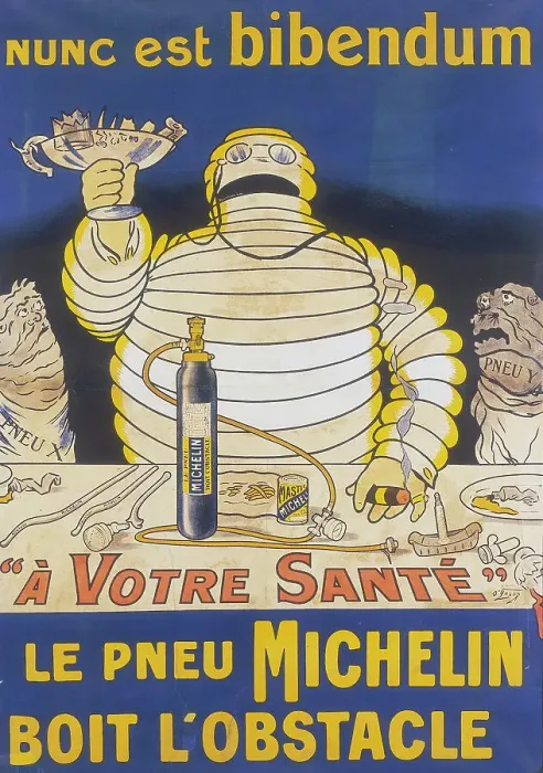 Framed Print : Poster with Mr Bibendum advertising Michelin tyres Framed Print : Poster with Mr Bibendum advertising Michelin tyres