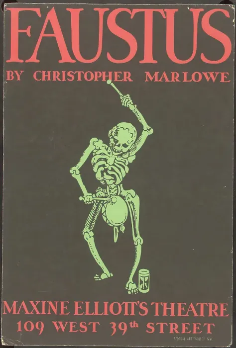 Framed Print : Poster from New York production of Dr. Faustus (Maxine Elliot Theater (skeleton poster)), [1937]. Creator: Unknown