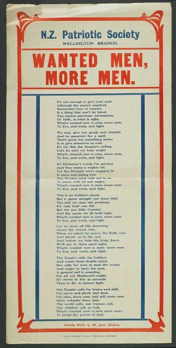 Framed Print : Poster, N.Z. Patriotic Society, 1915-1916. Creator: Yeoman & Barker Framed Print : Poster, N.Z. Patriotic Society, 1915-1916. Creator: Yeoman & Barker