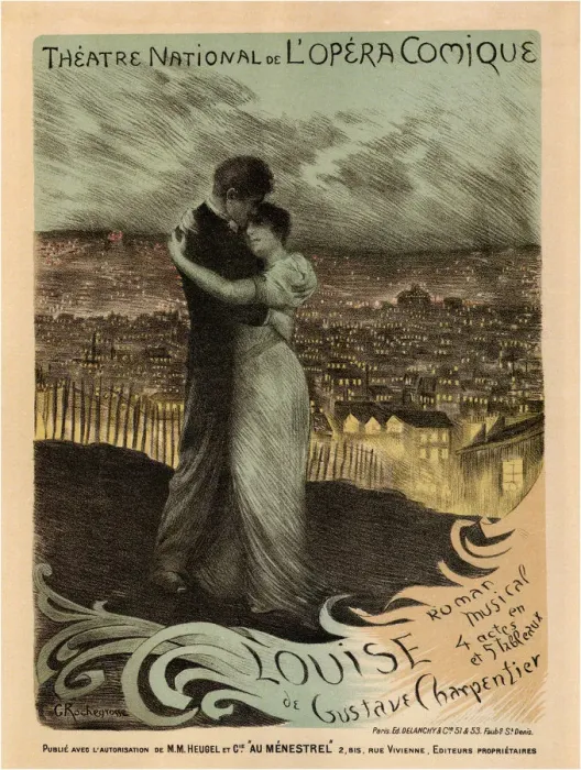 Framed Print : Poster for the Oper Louise by Gustave Charpentier, 1900. Artist: Rochegrosse, Georges Antoine (1859-1938) Framed Print : Poster for the Oper Louise by Gustave Charpentier, 1900. Artist: Rochegrosse, Georges Antoine (1859-1938)