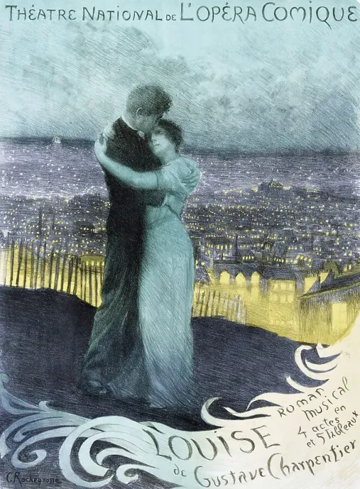 Framed Print : Poster for the Oper Louise by Gustave Charpentier, 1900. Creator: Rochegrosse, Georges Antoine (1859-1938) Framed Print : Poster for the Oper Louise by Gustave Charpentier, 1900. Creator: Rochegrosse, Georges Antoine (1859-1938)