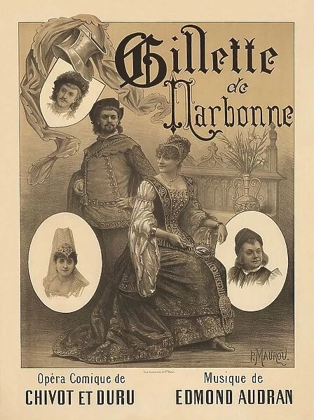 Poster for the Opera Gillette de Narbonne by Edmond Audran, 1882. Creator: Maurou, Paul (1848-1931)