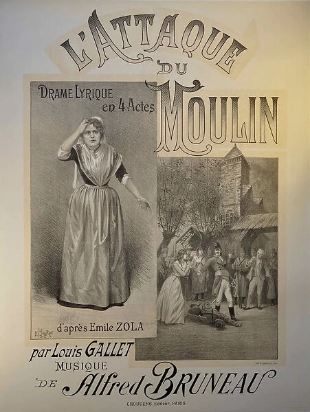 Poster for the Opera L attaque du moulin by Alfred Bruneau, 1893