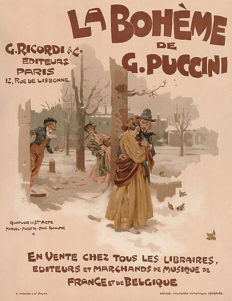 Poster for the opera La Bohème by Giacomo Puccini, 1895
