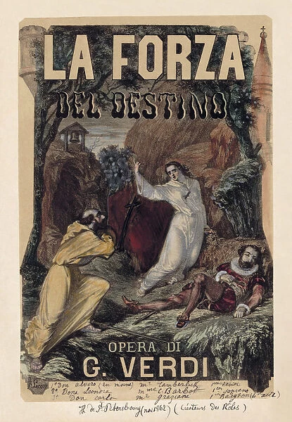 Poster for the opera La forza del destino by Giuseppe Verdi, c. 1870