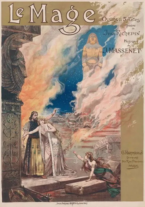 Framed Print : Poster for the Opera Le Mage by Jules Massenet, 1891. Creator: Edel (Colorno), Alfredo (1856-1912) Framed Print : Poster for the Opera Le Mage by Jules Massenet, 1891. Creator: Edel (Colorno), Alfredo (1856-1912)