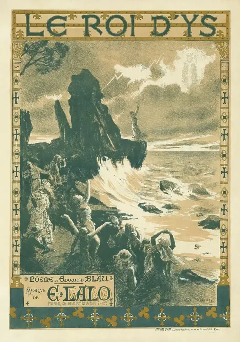 Framed Print : Poster for the Opera Le roi d'Ys (The King of Ys) by Édouard Lalo, 1888. Creator: Gorguet, Auguste-François (1862-1927) Framed Print : Poster for the Opera Le roi d'Ys (The King of Ys) by Édouard Lalo, 1888. Creator: Gorguet, Auguste-François (1862-1927)