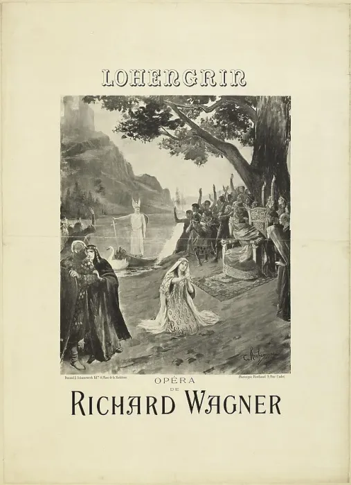 Framed Print : Poster for the opera Lohengrin by Richard Wagner, 1891. Creator: Rochegrosse, Georges Antoine (1859-1938) Framed Print : Poster for the opera Lohengrin by Richard Wagner, 1891. Creator: Rochegrosse, Georges Antoine (1859-1938)