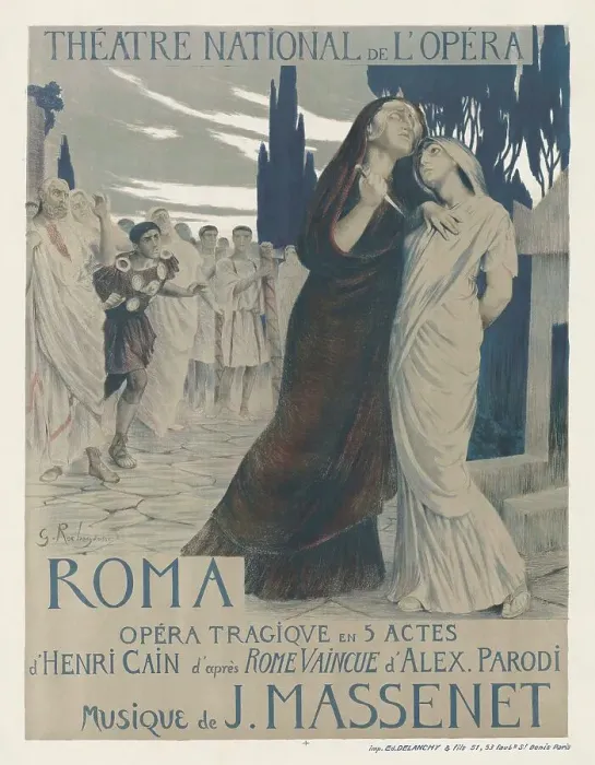 Framed Print : Poster for the Opera Roma by Jules Massenet, 1912. Creator: Rochegrosse, Georges Antoine (1859-1938) Framed Print : Poster for the Opera Roma by Jules Massenet, 1912. Creator: Rochegrosse, Georges Antoine (1859-1938)