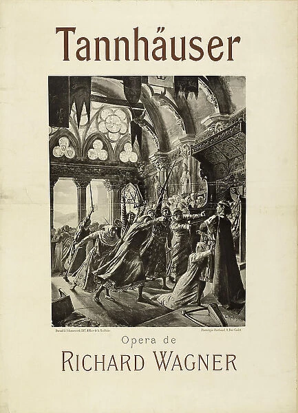 Poster for the opera Tannhäuser by Richard Wagner, 1891. Creator: Rochegrosse, Georges Antoine (1859-1938)
