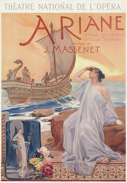 Poster for the premiere of the Opera Ariane by Jules Massenet, 1906. Creator: Maignan, Albert Pierre-René (1845-1908)