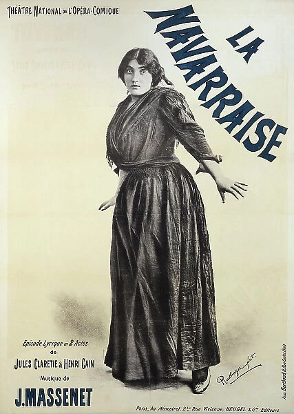 Poster for the premiere of the Opera La Navarraise by Jules Massenet, 1894. Creator: Reutlinger, Léopold-Émile (1863-1937)