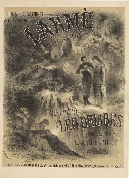 Framed Print : Poster for the première of the opera Lakmé by Léo Delibes, 1883. Creator: Chatinière, Antonin-Marie (1828-?) Framed Print : Poster for the première of the opera Lakmé by Léo Delibes, 1883. Creator: Chatinière, Antonin-Marie (1828-?)
