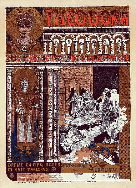 Poster for the theatre play Théodora by Victorien Sardou, 1900. Creator: Orazi, Manuel (1860-1934)