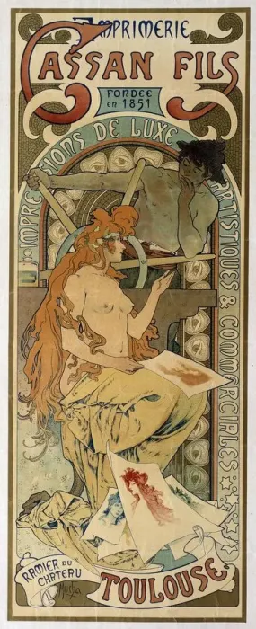 Framed Print : Poster for the Toulouse printing house Cassan Fils, 1897. Artist: Alphonse Mucha Framed Print : Poster for the Toulouse printing house Cassan Fils, 1897. Artist: Alphonse Mucha