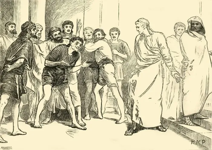 Framed Print : Posthumius in the Theatre at Tarentum, 1890. Creator: Unknown Framed Print : Posthumius in the Theatre at Tarentum, 1890. Creator: Unknown