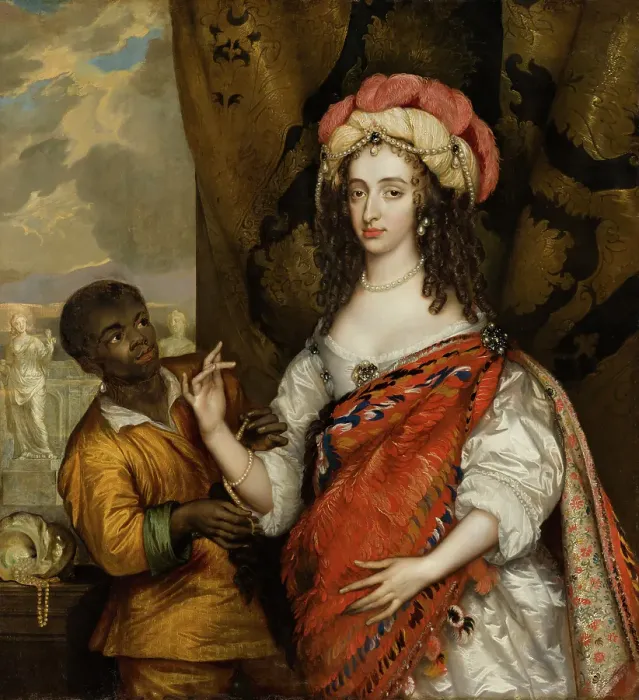 Framed Print : Posthumous Portrait of Mary I Stuart (1631- 1660) with a Servant. Creator: Adriaen Hanneman