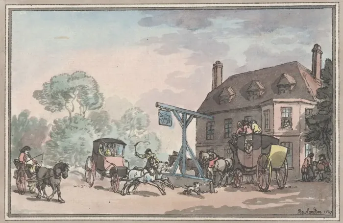 Framed Print : A Posting Inn, 1787. 1787. Creator: Thomas Rowlandson Framed Print : A Posting Inn, 1787. 1787. Creator: Thomas Rowlandson