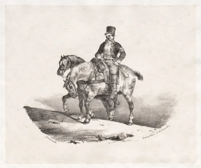 Framed Print : Postman or Two Harnessed Horses, 1823. Creator: Theodore Gericault (French Framed Print : Postman or Two Harnessed Horses, 1823. Creator: Theodore Gericault (French