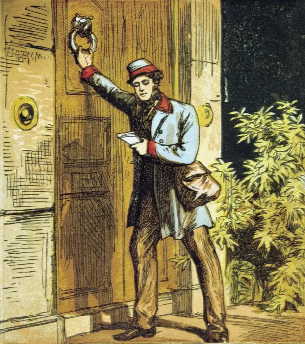Framed Print : There is the Postmans knock!, 1867 Framed Print : There is the Postmans knock!, 1867