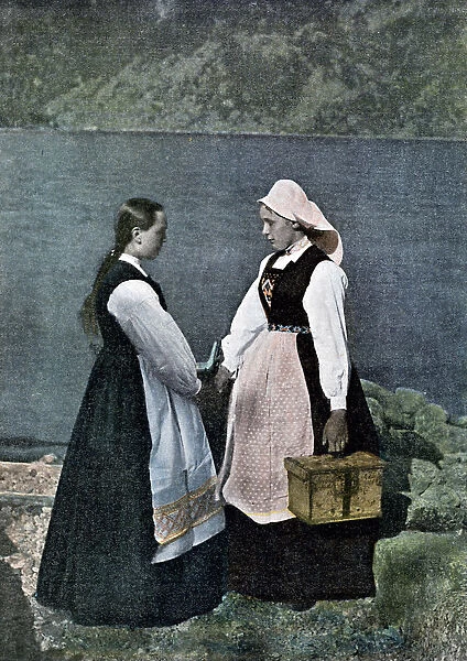 Postwoman, Sognafjorden, Norway, c1890. Artist: L Boulanger