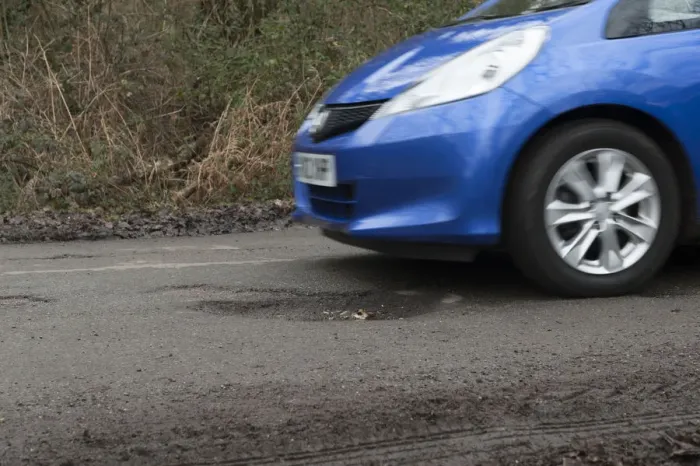 Framed Print : Pot holes in road surface 2017. Creator: Unknown Framed Print : Pot holes in road surface 2017. Creator: Unknown