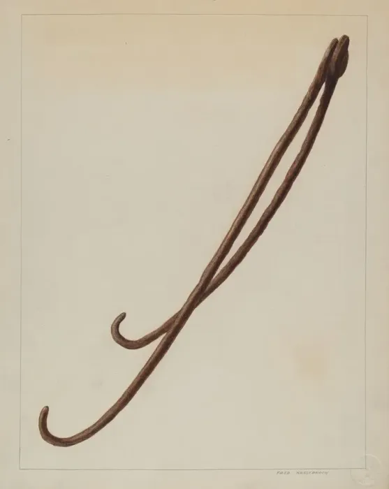 Framed Print : Pot Hooks, c. 1938. Creator: Fred Hassebrock Framed Print : Pot Hooks, c. 1938. Creator: Fred Hassebrock