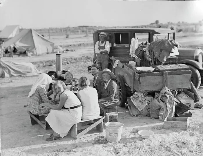 Framed Print : Potato harvesters, Kern County, California, 1935. Creator: Dorothea Lange Framed Print : Potato harvesters, Kern County, California, 1935. Creator: Dorothea Lange