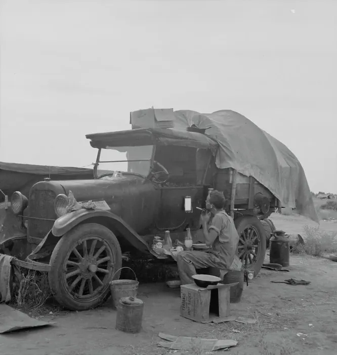 Framed Print : Potato picker in camp near Shafter, California, 1937. Creator: Dorothea Lange Framed Print : Potato picker in camp near Shafter, California, 1937. Creator: Dorothea Lange
