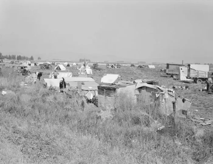 Framed Print : Potato pickers camp, Tulelake, Siskiyou County, California, 1939. Creator: Dorothea Lange Framed Print : Potato pickers camp, Tulelake, Siskiyou County, California, 1939. Creator: Dorothea Lange